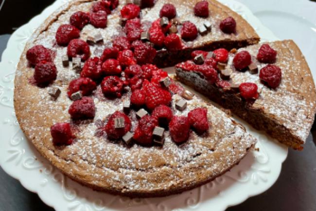 Rezept Schoko-Marzipan Kuchen mit Himbeeren