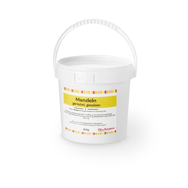 Mandeln geröstet, gesalzen 600g, wiederverschliessbare Dose